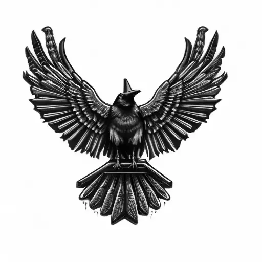 A Raven Biting Necklace With Skull Pendent