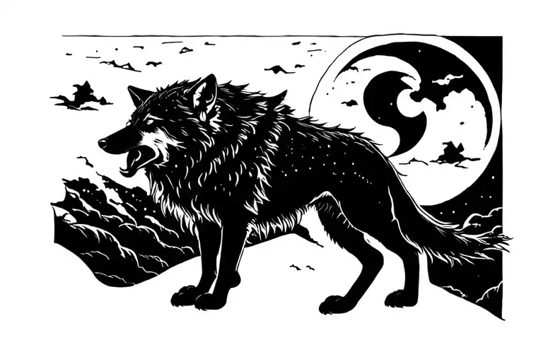 Wolf Howling At Moon