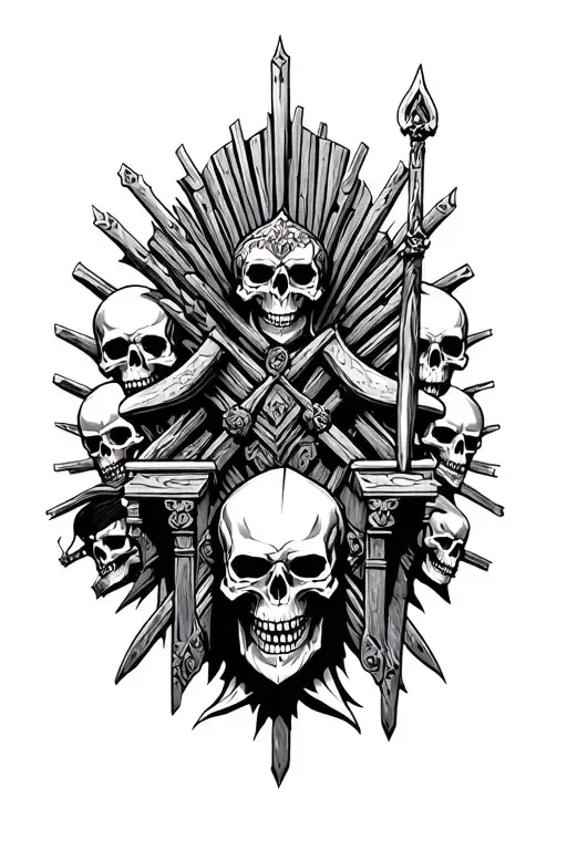 Black Knight Throne Surrounded By Skulls