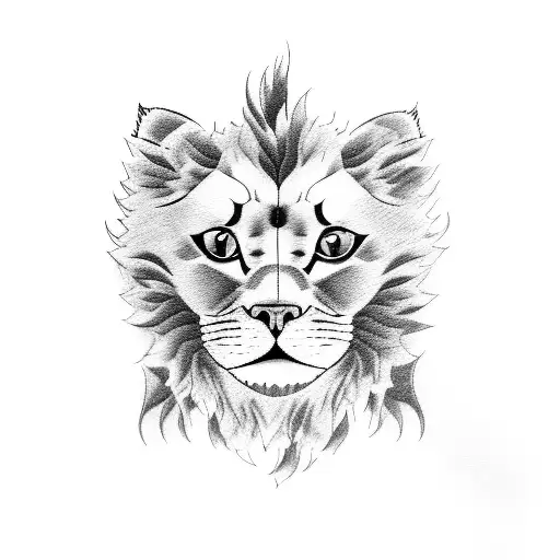 A Cat Playing With A Plush Lion