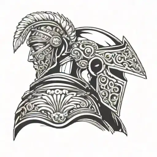 Roman Armour With Face Shield But In Business Formal Suit