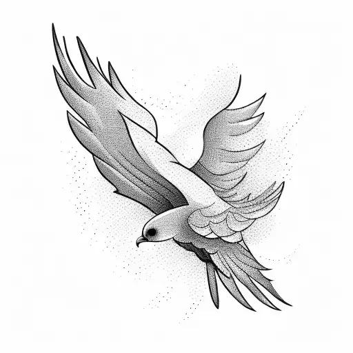 A Detailed Illustration Of A Soaring Bird In Flight