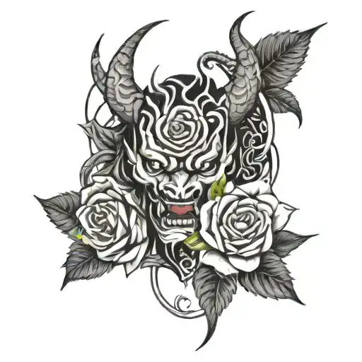 Oni Mas Cut In Half With Rose Intertwined