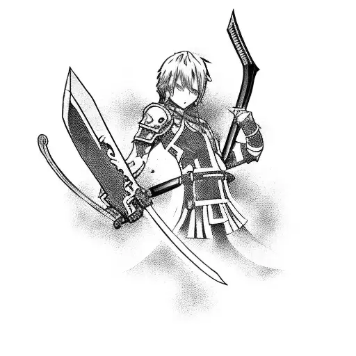 An Anime-inspired Warrior Wielding A Guitar As A Weapon