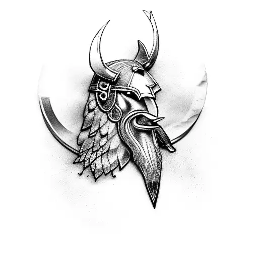 Realistic Viking With Raven On Shoulder