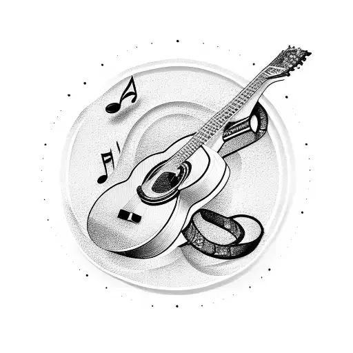 Guitar With Musical Notes