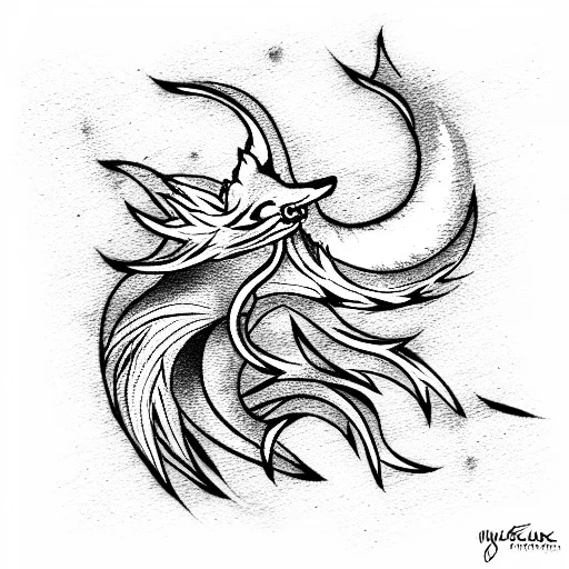 Nine Tailed Fox Skeleton With An Aura Attacking