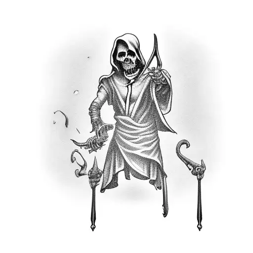 Grim Reaper Holding Aces High Cards