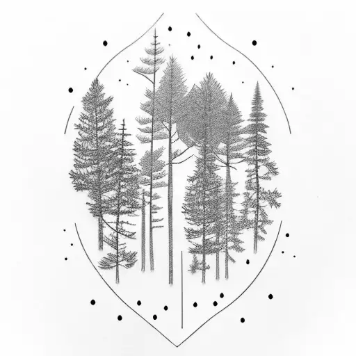 Pine Trees With A Deer