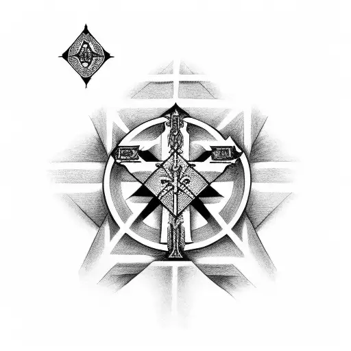 Diamond Point Cross With Lord's Prayer Inside And Clouds Behind The Cross