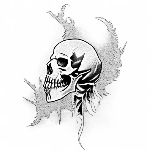 Scary Skull With Raven