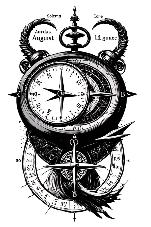 Zordiac Sign Cancer With Compass And Clock Surrounded With Date 11 August With Parents Values