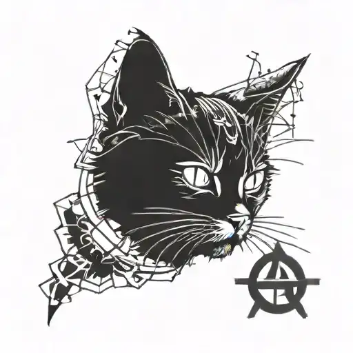 Anarchy Cat Gritty Blackwork Style