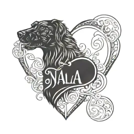 Black Heart With Name Nala For Pet Dog