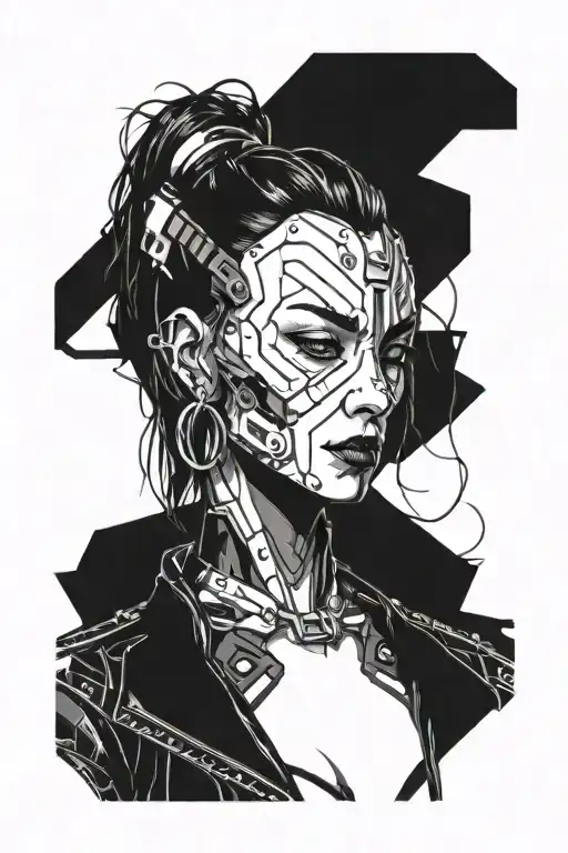 Cyberpunk Girl Shadows Grabbing Jaw