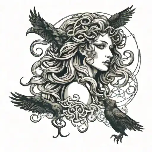 Medusa With Demonic Crow