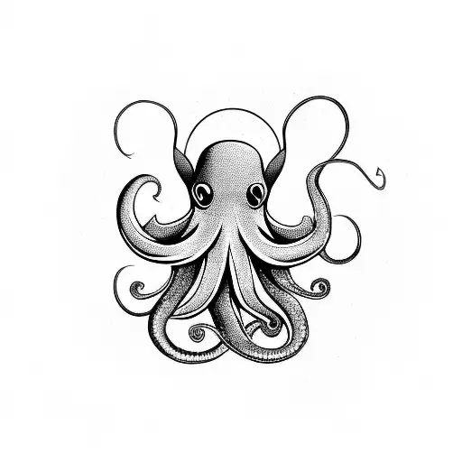Dark Octopus With A Clock