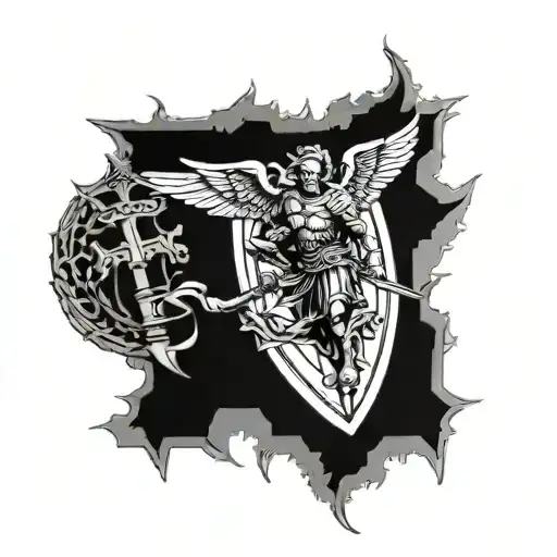 Thin Blue Line Tattoo Spartan St Michael Archangel