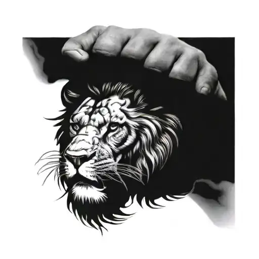 A Boxing Glove Morphing Into A Roaring Lion Head
