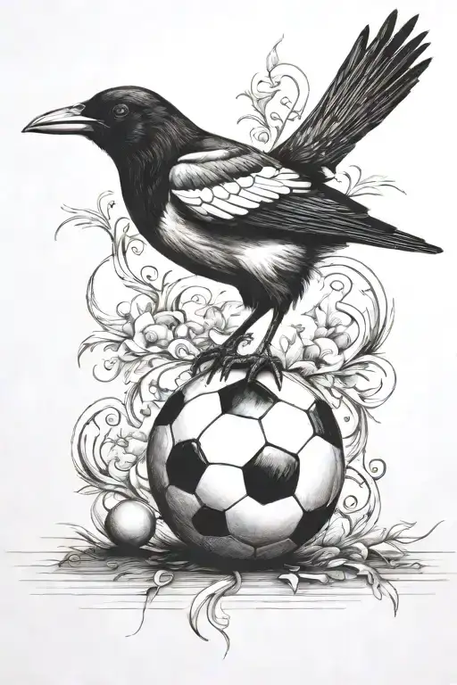 Magpie Stood On Football