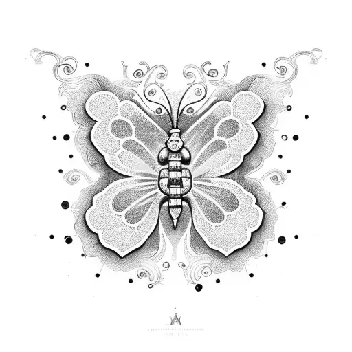 A Money Butterfly With Intricate Patterns And Shading
