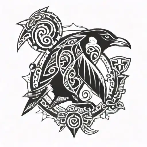 Tribal Penguin And A Ankh Symbol