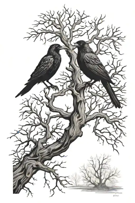 Crow And Dead Tree