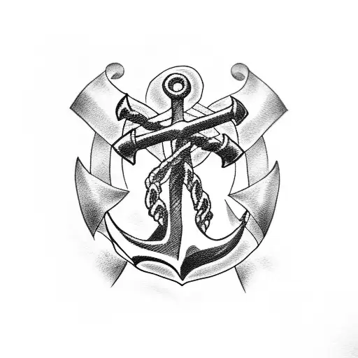 Anchor With Skull Above It On Top