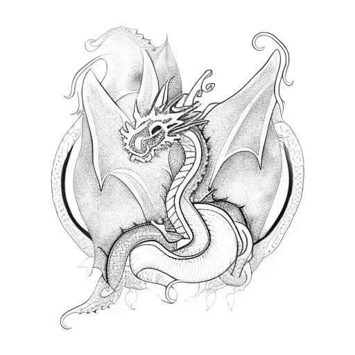 Long Delicate Dragon With Butterflies