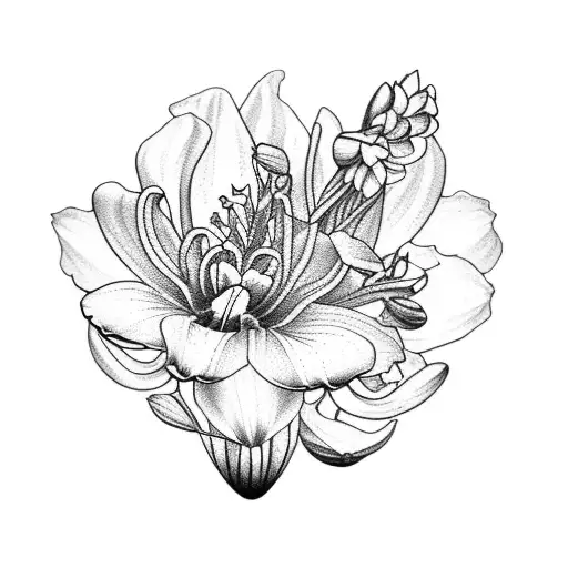 Gladiolus And Water Lily And Honeysuckle