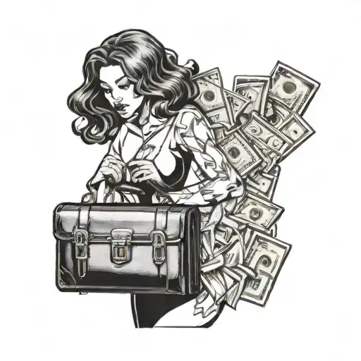 A Powerful Woman Holding A Briefcase Full Of Money