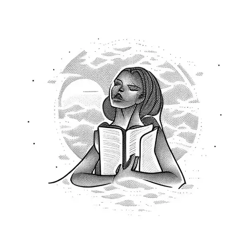 A Silhouette Of A Person Reading A Book Under A Vibrant Sunset Sky