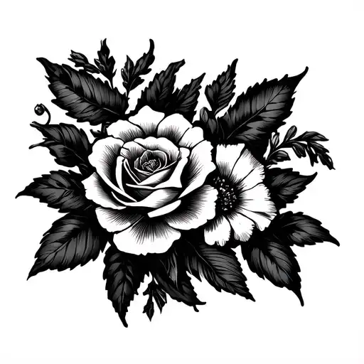 Flower Vine With Iris Rose Carnation Tulip