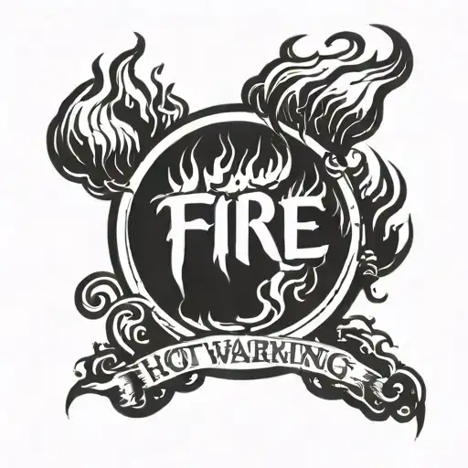 Fire Warning Sign With The Word Hot Underneath In Black And White