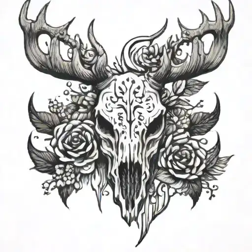 Aggressive Rain Deer Skull