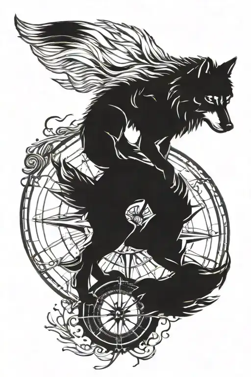 Wolf Running Against The Compass