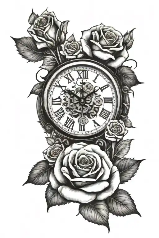 Birthtime In Clock And Roses