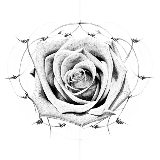 Barbed Wire Wrapped Around A Rose