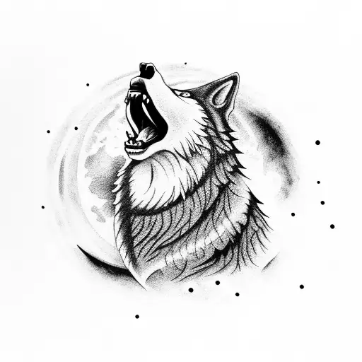 A Fierce Wolf Howling At The Moon