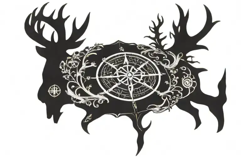 Deer Antlers And Nordic Compass