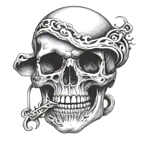 Skull With Momento Mori Inside The Eyes And Mouth Open Include Momento Mori Inside The Skull