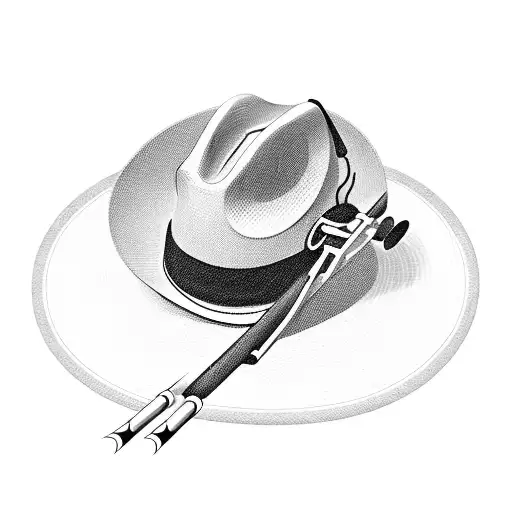 A Fishing Rod Catching A Cowboy Hat