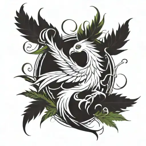 Phoenix Coming Out Of Cannabis Buds From Ashes