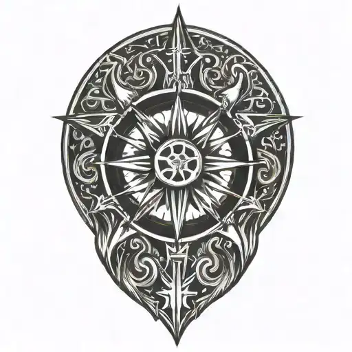 Sun Wheel With Swords Crossed