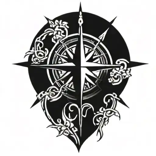 Sun Wheel With Swords Crossed Vines
