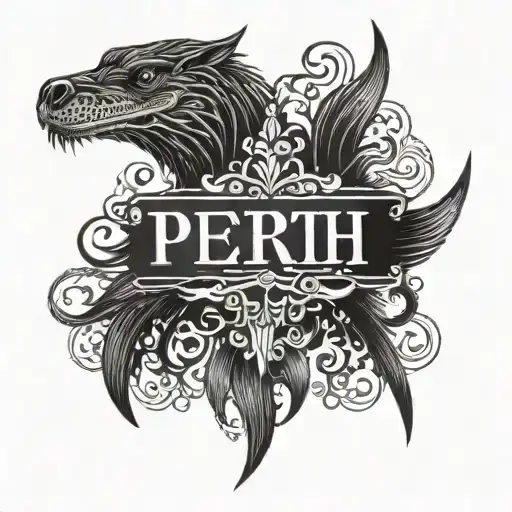 Neck Tattoo With The Word 'Perth'