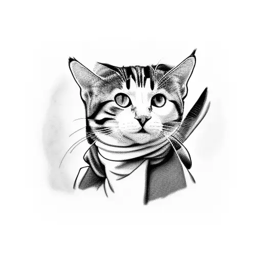 Calico Cat Drawn In The Style Of Vermeer's Girl With A Pearl Earring