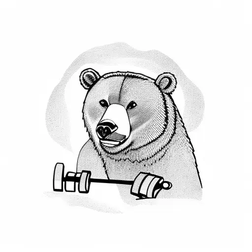 A Powerful Bear Lifting Weights With A Barbell
