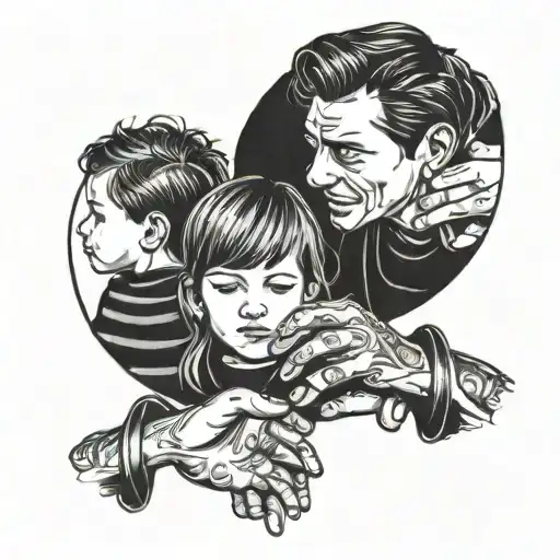 Dad And Son And Daughter Holding Hands With Birthday Dates