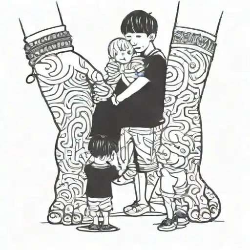 Dad And Son And Daughter Holding Hands